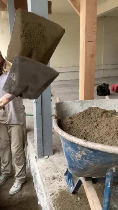 Dirt stays in form after tossed from a shovel