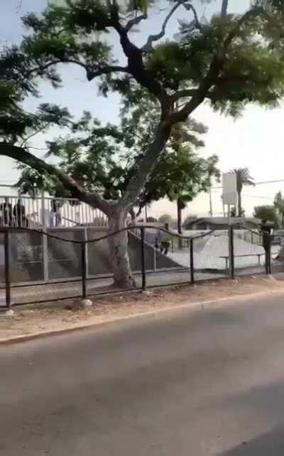 Skating over the fence