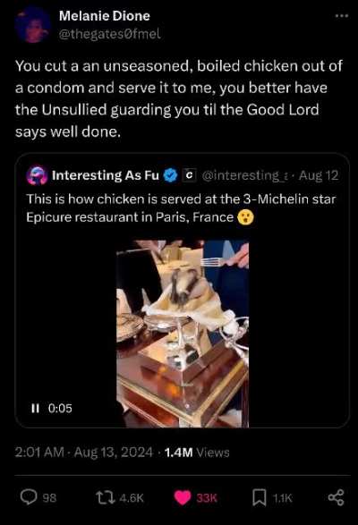 3 stars for that grey chicken cooked in a pig intestine ? Oh everyone involved is going to jail 