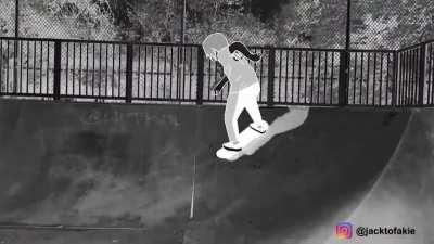 Itachi skateboarding animation (original clip from @freddiehendrixx)