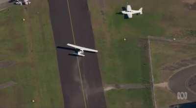 Emergency landing at Bankstown Airport in Sydney today.