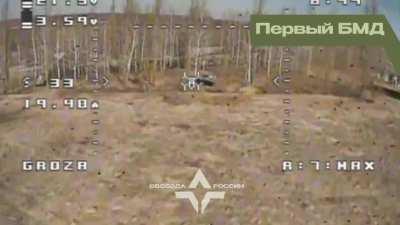 FPV Drones of the Freedom of Russia Legion attacking Russian BMD-2’s.