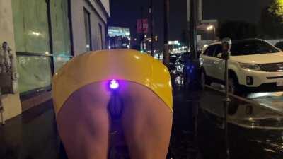 Going for a rainy walk with my light-up plug!