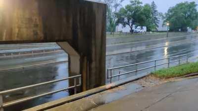 under a Minnesota bridge this morning