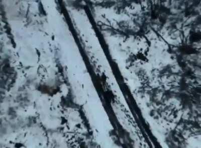 A Russian attack has been stopped by one precise drone hit. The result of a strike by the Ukrainian FPV on a Russian unit that was transported on top of the BMP. 