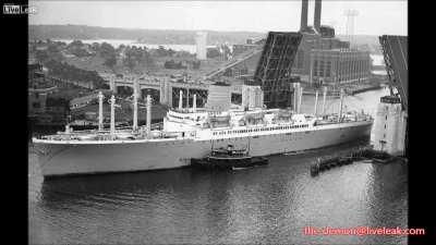 Normandy landings rare footage with audio, recorded by an operator on a ship.