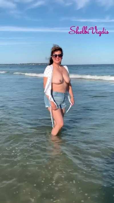 Flashing my boobs at the beach. Was definitely noticed!