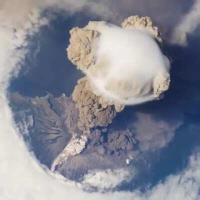 Volcanic Eruption seen from the Space Station.