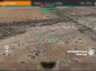 4th mechanized battalion of the Separate Presidential Brigade accurately delivers a drone drop onto an invader.