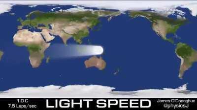 The speed of light visualized on a world map.