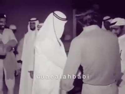 Sheikh Zayed (the founder of the UAE) bowling