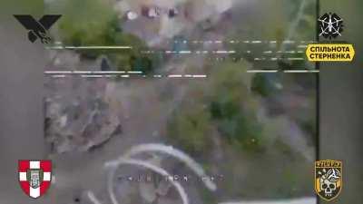 russian drone team destroyed by Ukrainian drone