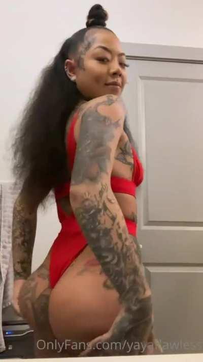 Tatted Asian clapping 