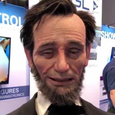 Lifelike Abraham Lincoln robot.