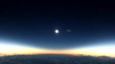 Solar Eclipse from a plane in mid-flight.