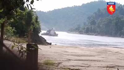 ABSDF (a rebel group founded in 1988) attacking Myanmar Navy ships with a Carl Gustav recoilless rifle. (Irrawaddy River, September 17)