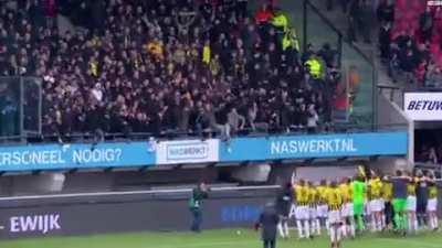 Away stand collapses while Vitesse fans celebrate their derby win over NEC