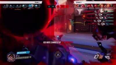 Genji deflects Zarya’s graviton and Tracer’s pulse bomb to kill my whole team