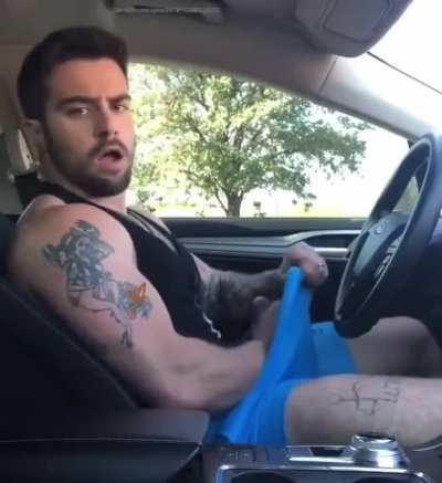 Gym bro got so horny he exploded in the car.