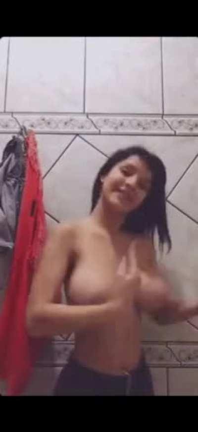 Brazilian girl shower dance gif