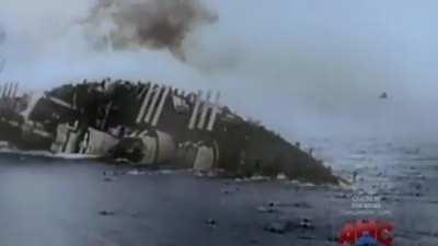 Sinking of the SMS Szent István, the only battleship loss filmed during WW1.