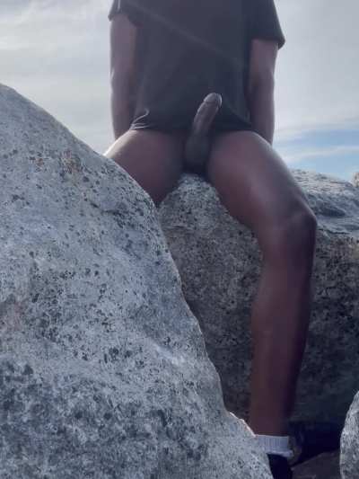 On the rocks with hard cock 