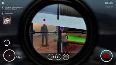 Hiiting a pool ball will cause a fight that kills a target (Hitman Sniper)