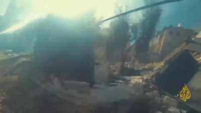 Hamas fighter targets an Israeli tank