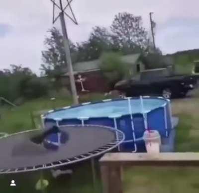 jumping into a pool