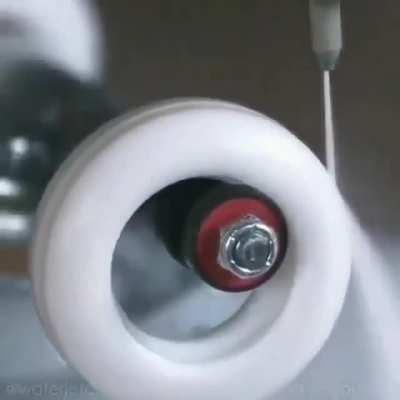 Spinning a skateboard wheel at 400 mph