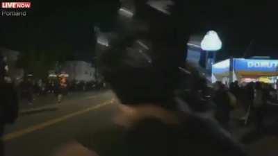 Innocent man trapped by highly aggressive progressive/Democrat BLM protestors, evades Mad Max-style antifa motorcyclist