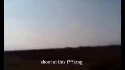 Azerbaijani Forces shooting down an Armenian Mi-24, 2014. The heli allegedly broke border rules.