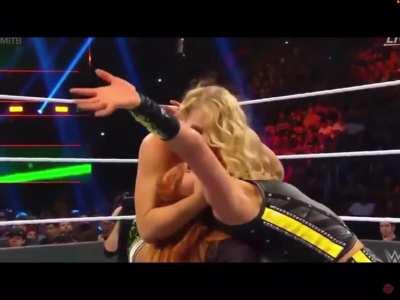 Lacey Evans rubbing her chin on Becky