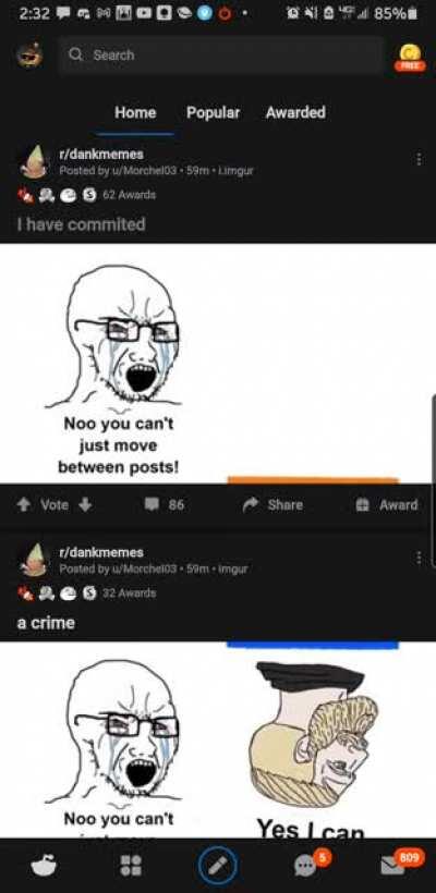 This insane GIF between two posts that perfectly aligned from r/dankmemes