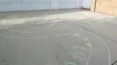 How this guy deals with kids playing on his driveway.