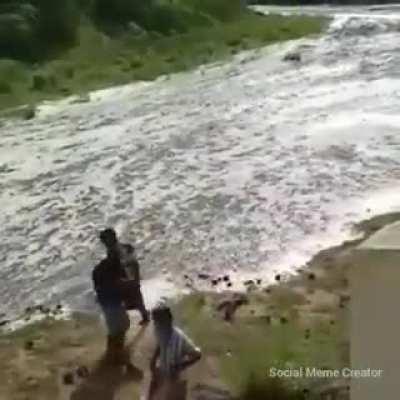 Farmers of Tamil Nadu welcoming Cauvery River.