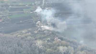 A Russian tank being destroyed by heavy fire in Donetsk region.