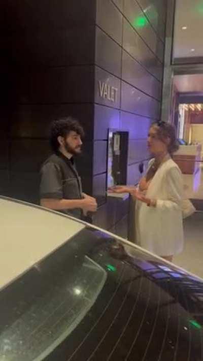 Slutty Tiktoker flashes Valet guy in public