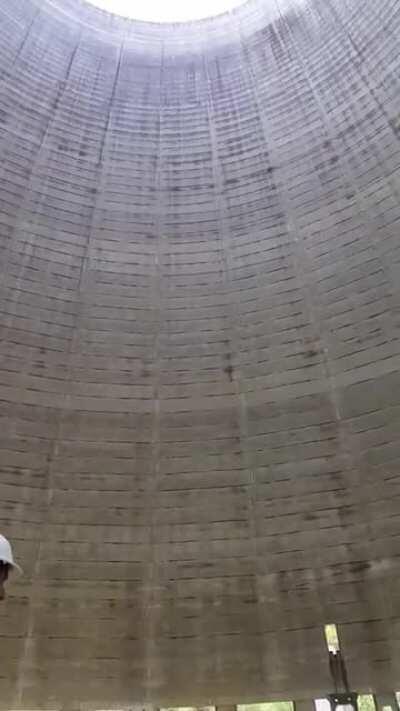 Sounds inside of a nuclear power plant cooling tower.