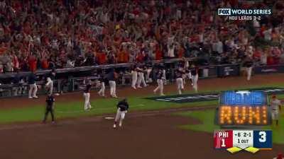Yordan Alvarez hits a 3-run bomb and Minute Maid Park explodes. Houston is now 9 outs away from being crowned champions.