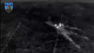 Night vision drone footage of three Ukrainian tanks of the 63rd Mechanized Brigade attacking Russian positions.