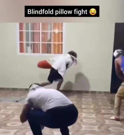 Blindfold pillow fight!