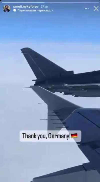 German fighter jets escorting Zelenskyy's plane on the way to France