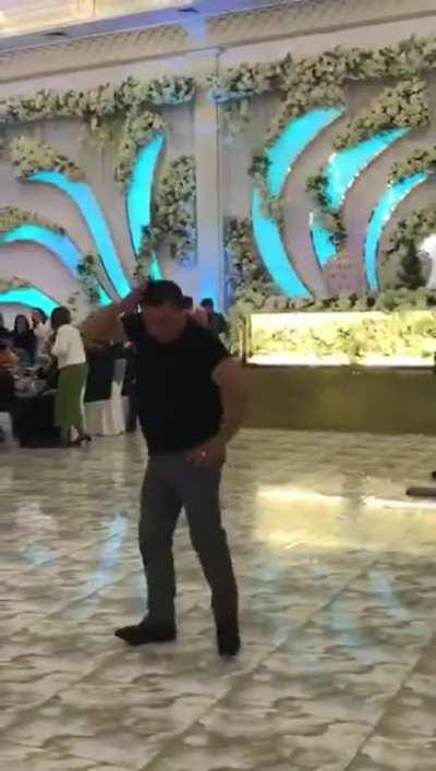 He was feeling this dance floor, literally