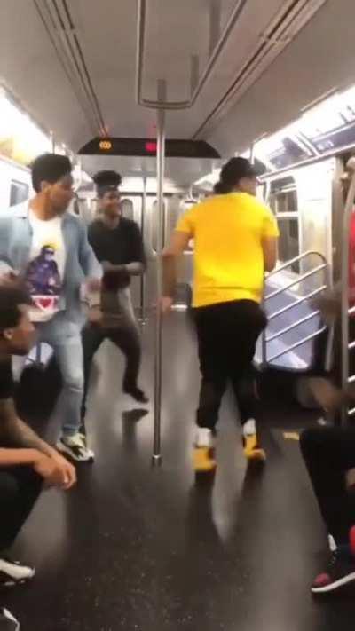 Insane dance moves in the subway