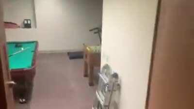 He installed a secret door. Watch till the end.