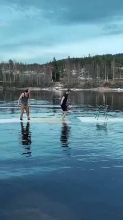 Playing on an ice sheet