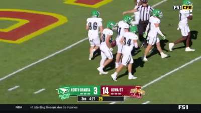 North Dakota punter avoids complete disaster and manages to pin punt at the 2