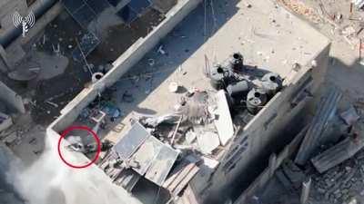 The elimination of two Hamas militants on a rooftop. Jabalia