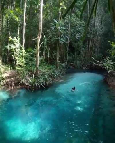 Blue water of Kali Biru River, Indonesia